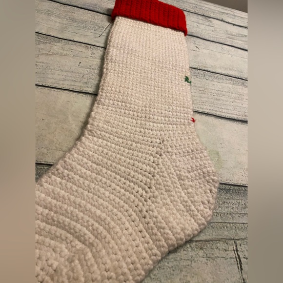 Vintage Christmas snowflake & tree pattern knitted stocking. - Picture 6 of 7